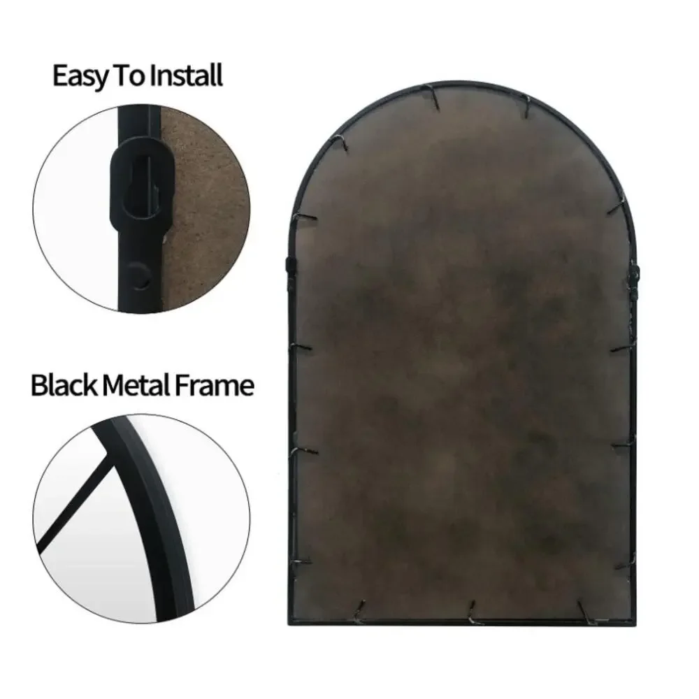 HQiJun Black Arched Window Mirror – 31.5